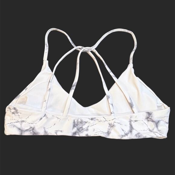 Bikini Top S Marble Print Criss Cross Strappy Back Sporty Padded Swimwear Sexy - Picture 6 of 6